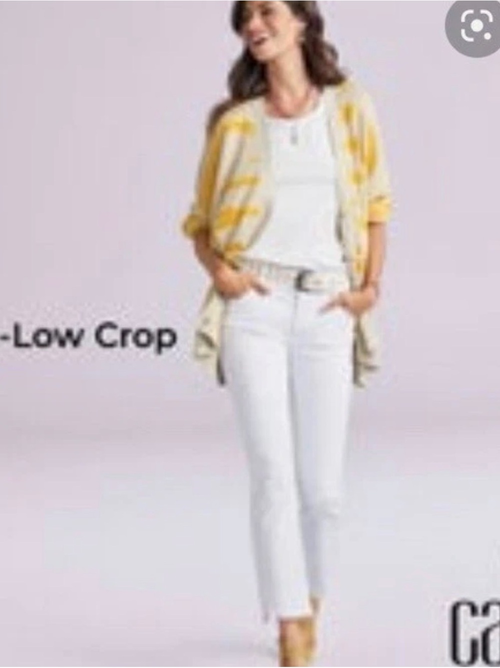 Cabi #5879 High Low Crop in white - Picture 3 of 5